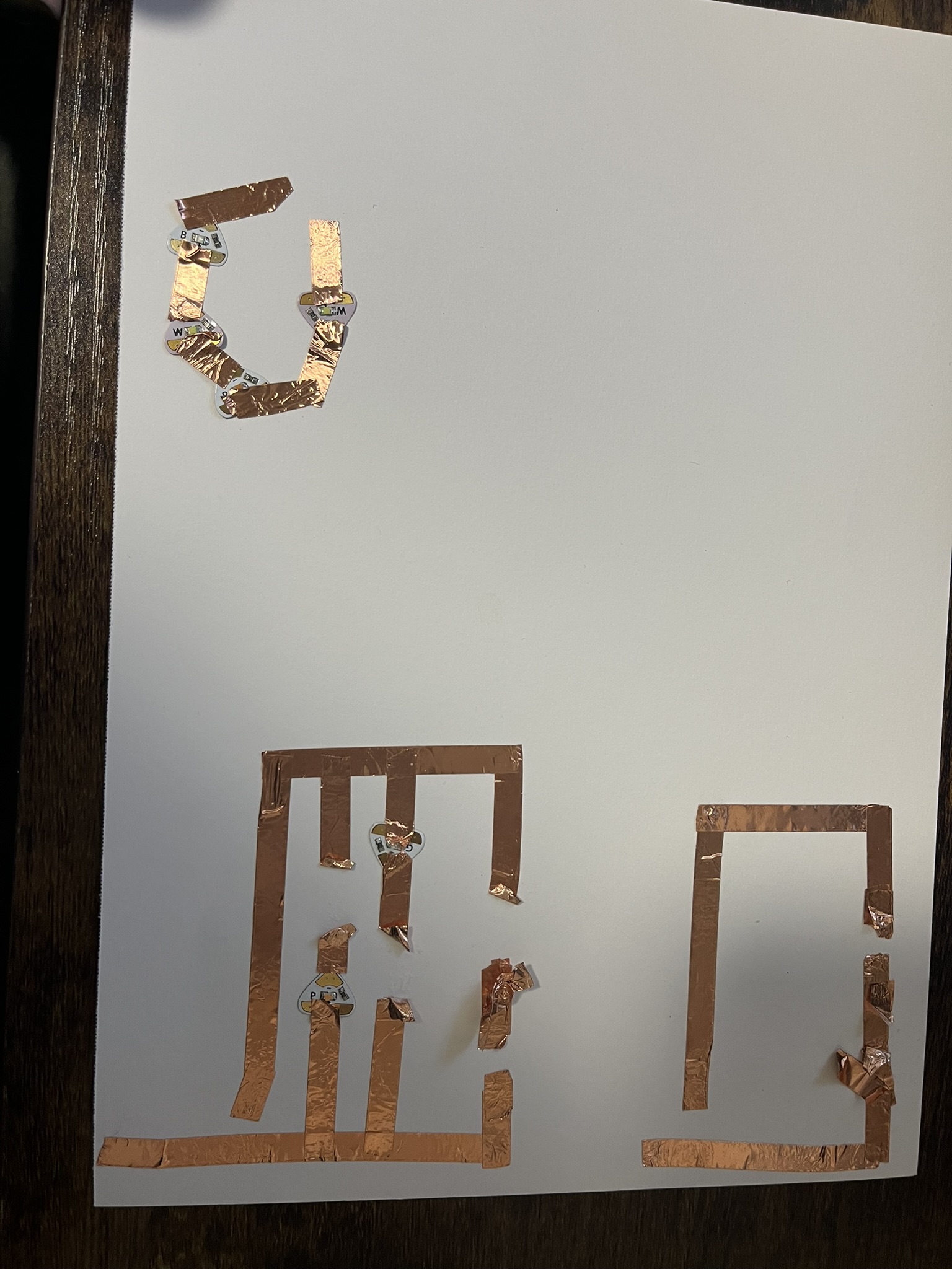 There were a lot of failed circuits in the process of remembering how to construct them and learning how to best utilize the copper tape.