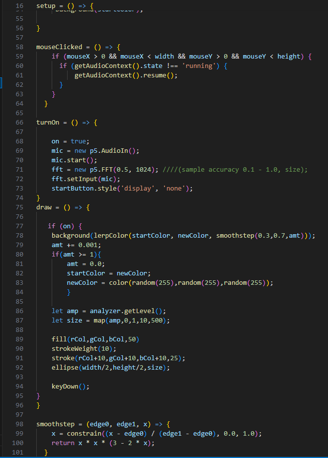 I really liked playing with the example code for this project and kept iterating changing values.