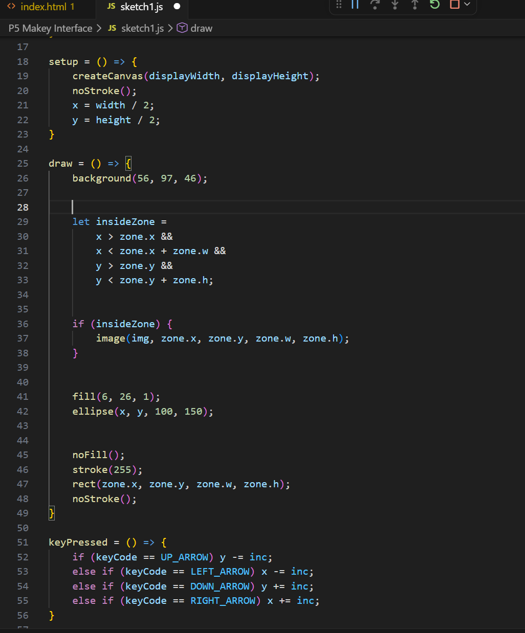 At this point I had a burst of inspiration for what my code might look like so I continued to refine it.
